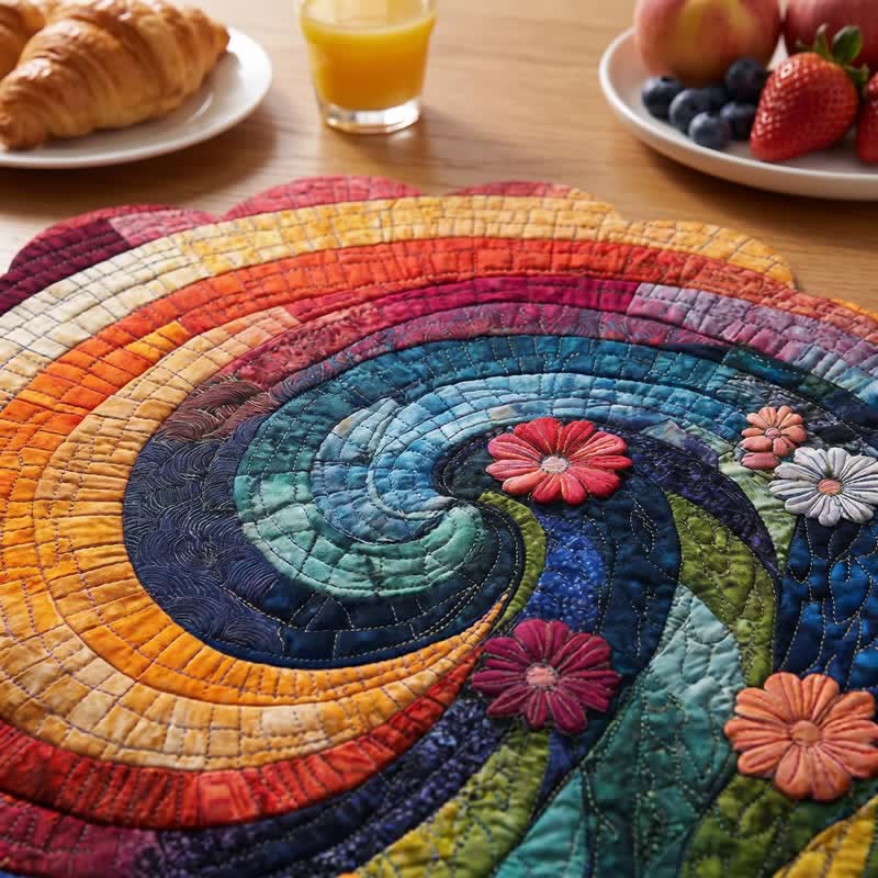 Rainbow Swirl Boho Polyester Placemat