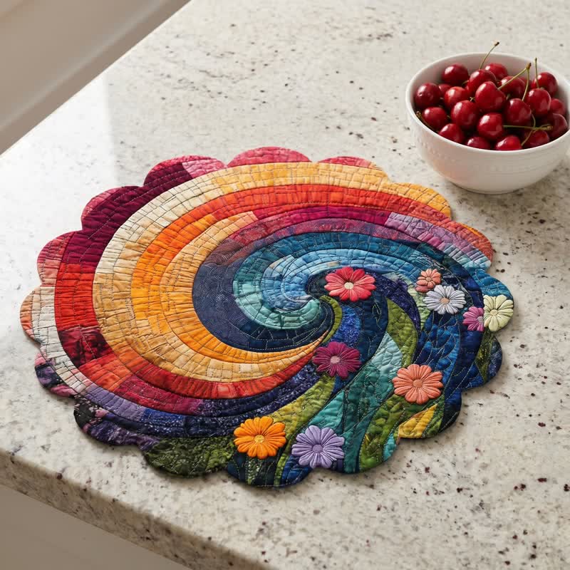 Rainbow Swirl Boho Polyester Placemat
