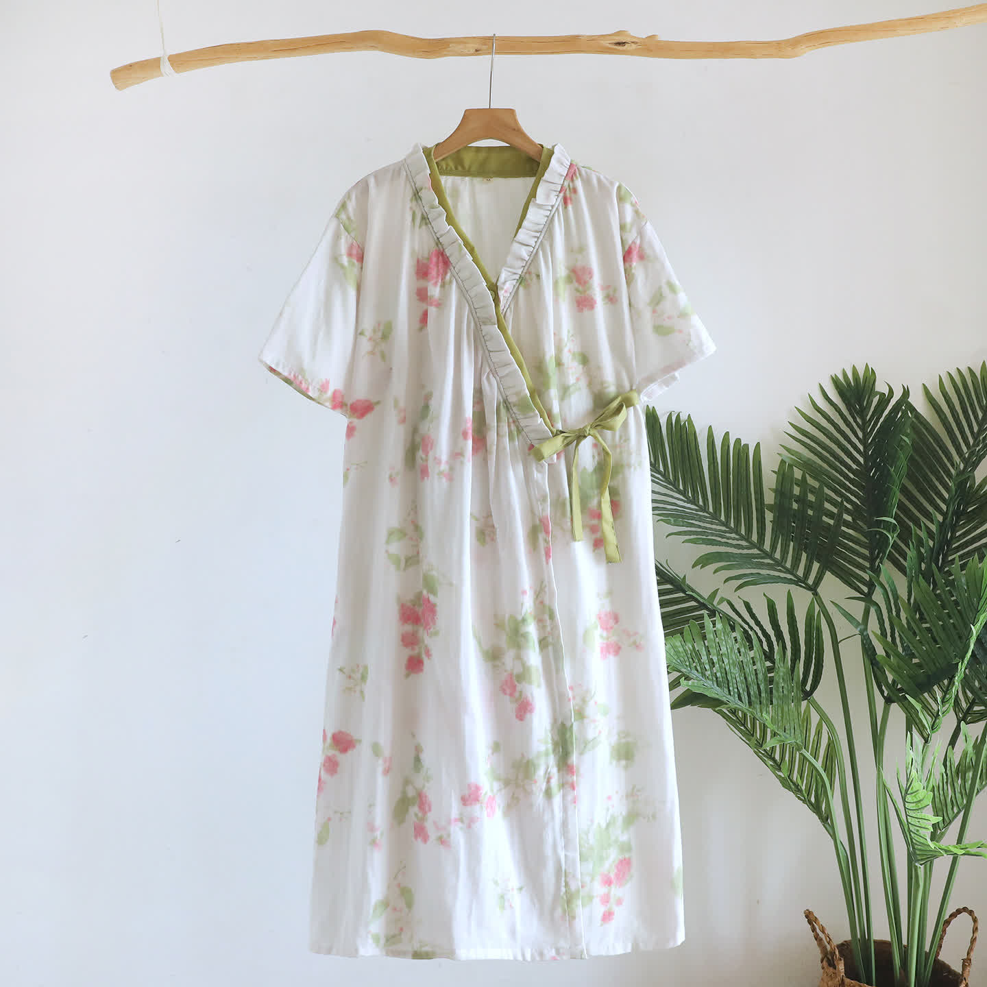 Botanical Garden Cotton Gauze Kimono Nightdress