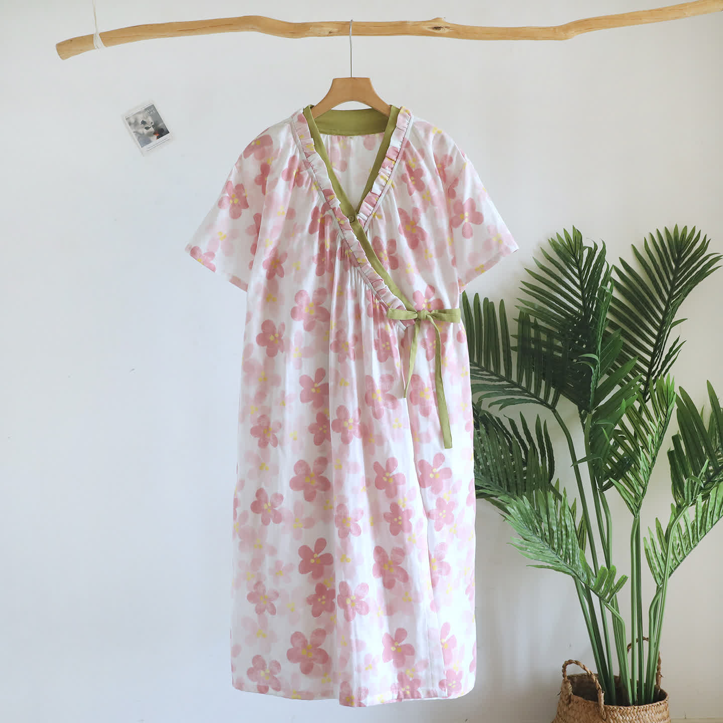 Sakura Floral Cotton Gauze Kimono Nightdress