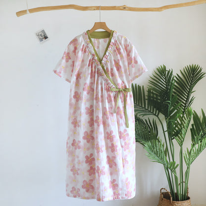 Sakura Floral Cotton Gauze Kimono Nightdress