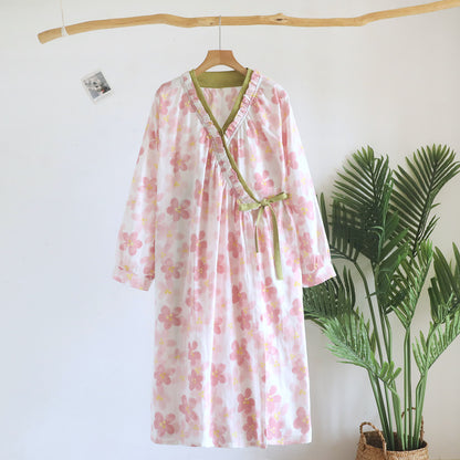 Sakura Floral Cotton Gauze Kimono Nightdress