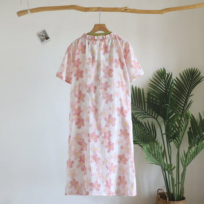 Sakura Floral Cotton Gauze Kimono Nightdress
