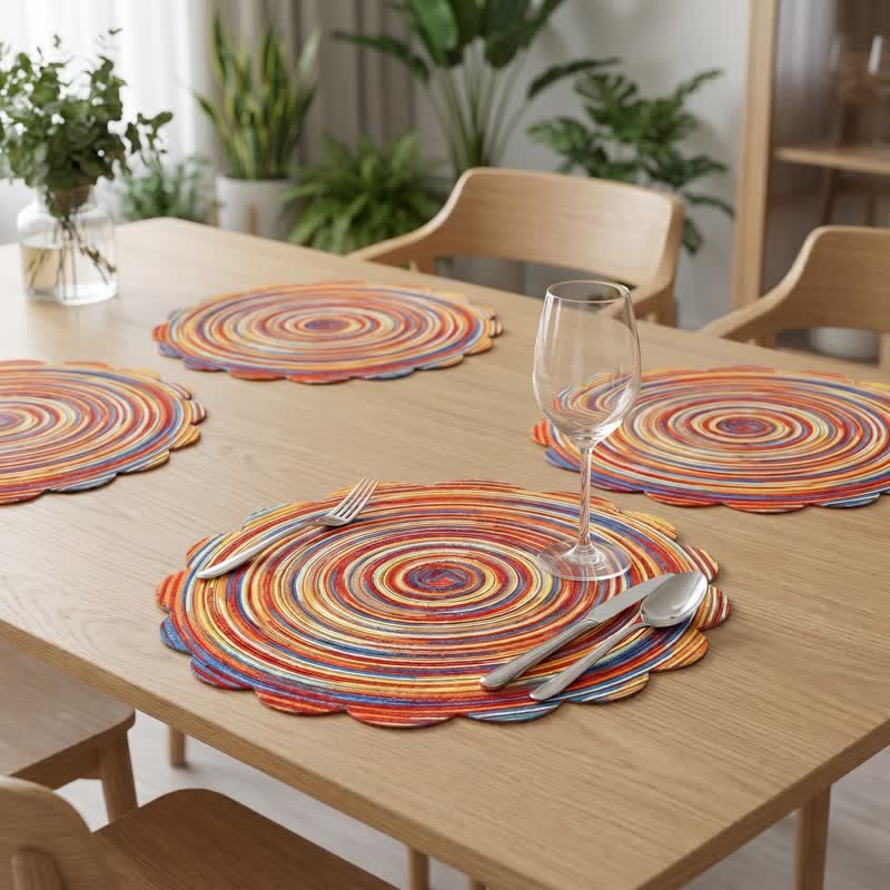 Nordic Retro Rainbow Woven Linen Placemats