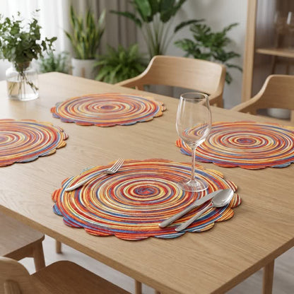 Nordic Retro Rainbow Woven Linen Placemats