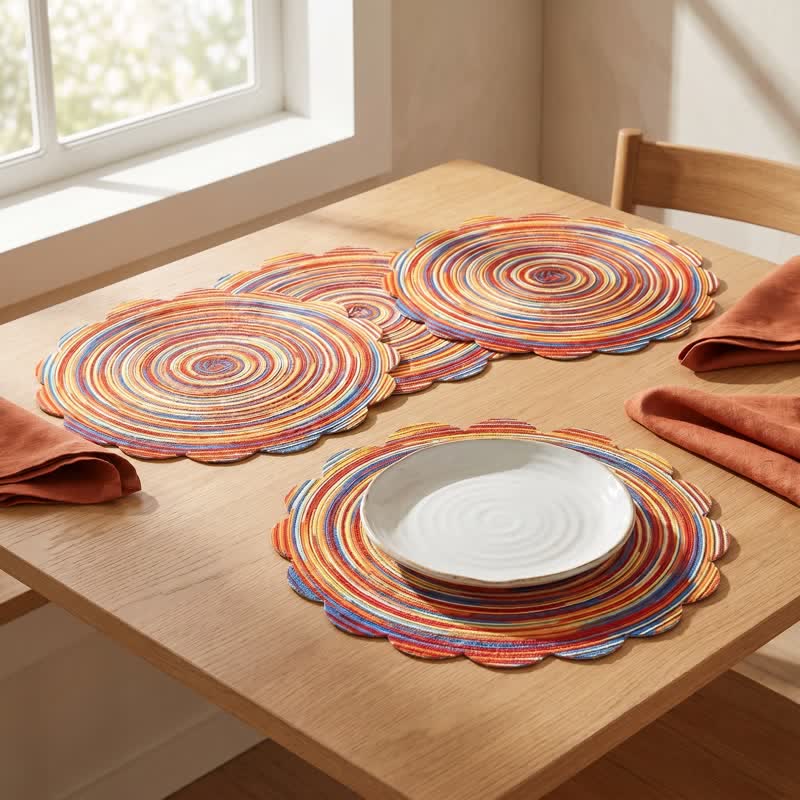 Nordic Retro Rainbow Woven Linen Placemats