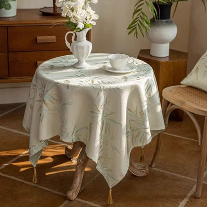 Elegant Bamboo Leaf Tassel Tablecloth
