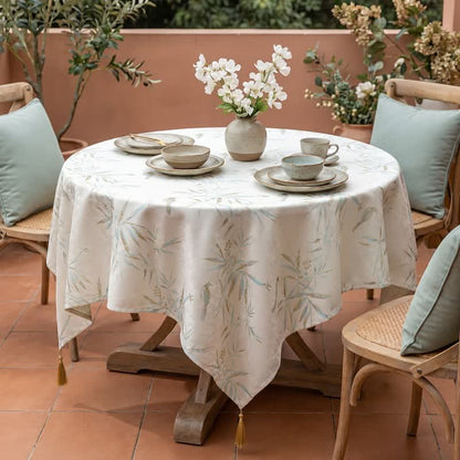 Elegant Bamboo Leaf Tassel Tablecloth