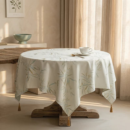 Elegant Bamboo Leaf Tassel Tablecloth