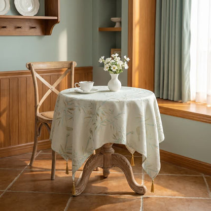 Elegant Bamboo Leaf Tassel Tablecloth