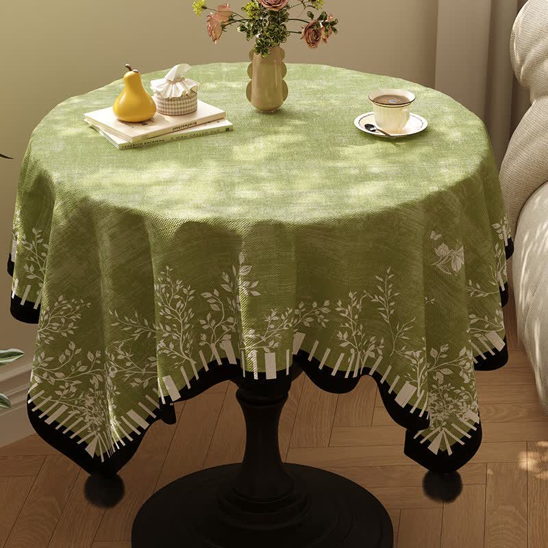 Green Botanical Leaf & Butterfly Tablecloth