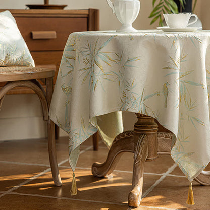 Elegant Bamboo Leaf Tassel Tablecloth