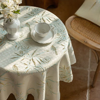 Elegant Bamboo Leaf Tassel Tablecloth