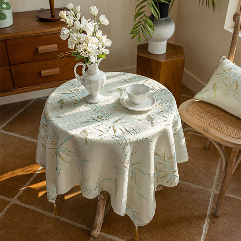 Elegant Bamboo Leaf Tassel Tablecloth