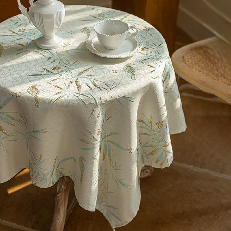 Elegant Bamboo Leaf Tassel Tablecloth