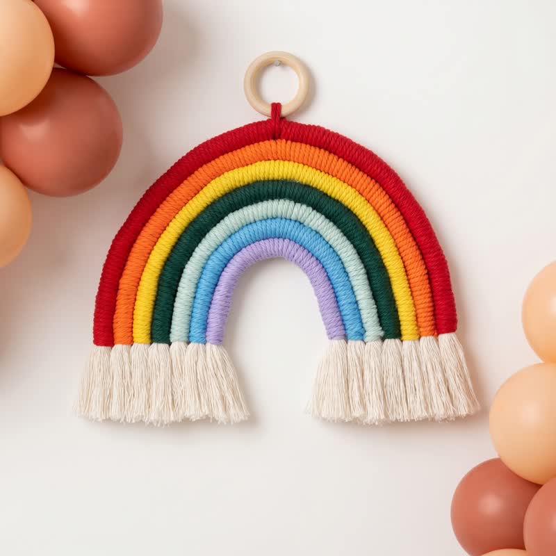 Boho Rainbow Macrame Cotton Wall Hanging
