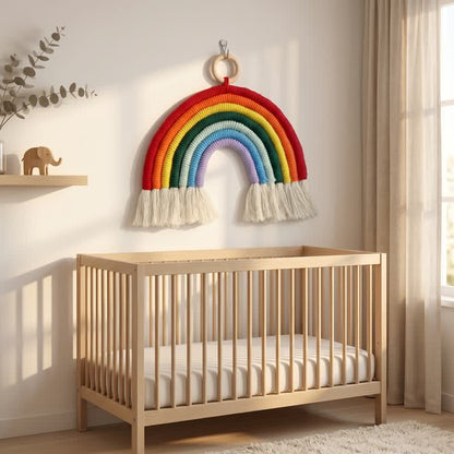 Boho Rainbow Macrame Cotton Wall Hanging