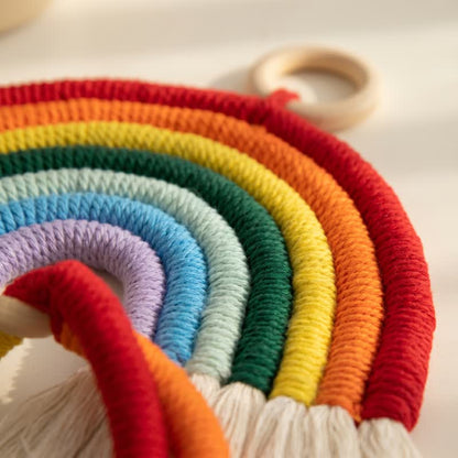 Boho Rainbow Macrame Cotton Wall Hanging