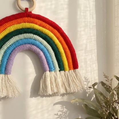 Boho Rainbow Macrame Cotton Wall Hanging