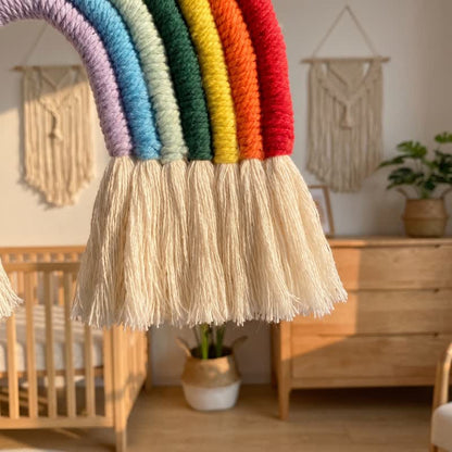 Boho Rainbow Macrame Cotton Wall Hanging