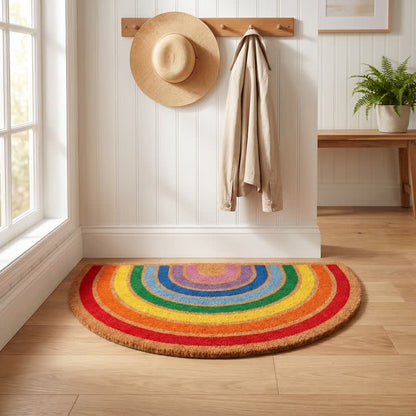 Rainbow Non-Slip Entryway Coir Area Rug