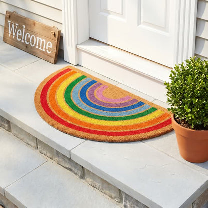 Rainbow Non-Slip Entryway Coir Area Rug