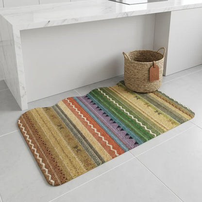 Vintage Rainbow Striped Non-Slip Entry Rug