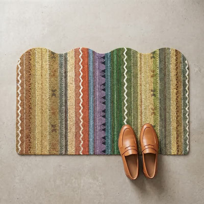 Vintage Rainbow Striped Non-Slip Entry Rug