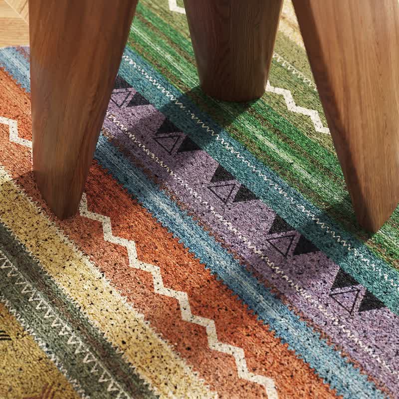 Vintage Rainbow Striped Non-Slip Entry Rug