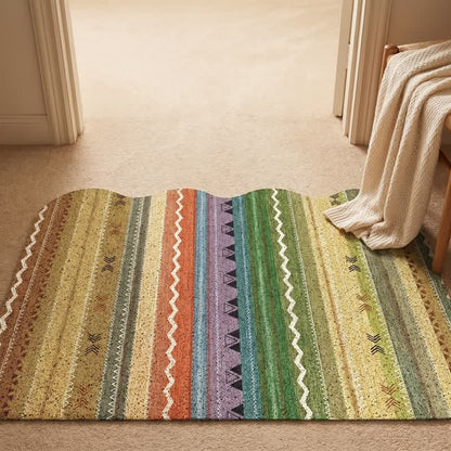 Vintage Rainbow Striped Non-Slip Entry Rug