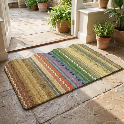 Vintage Rainbow Striped Non-Slip Entry Rug
