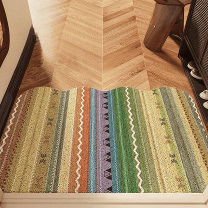 Vintage Rainbow Striped Non-Slip Entry Rug