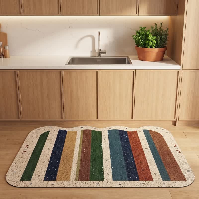 Bohemian Wavy Edge Striped Door Rug