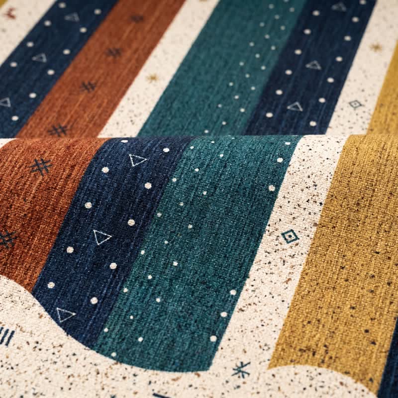 Bohemian Wavy Edge Striped Door Rug
