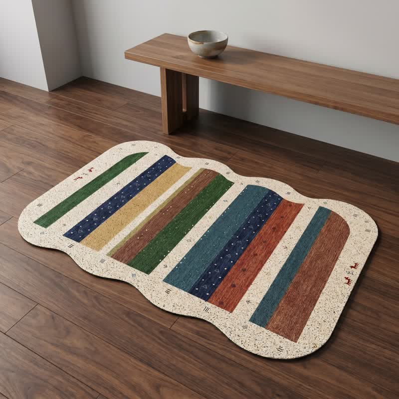 Bohemian Wavy Edge Striped Door Rug