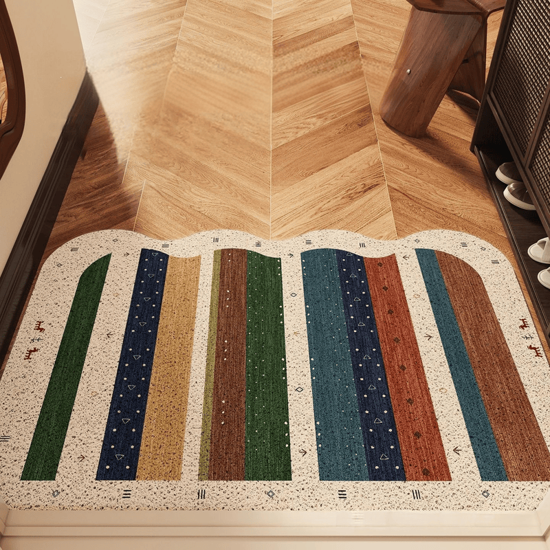 Bohemian Wavy Edge Striped Door Rug