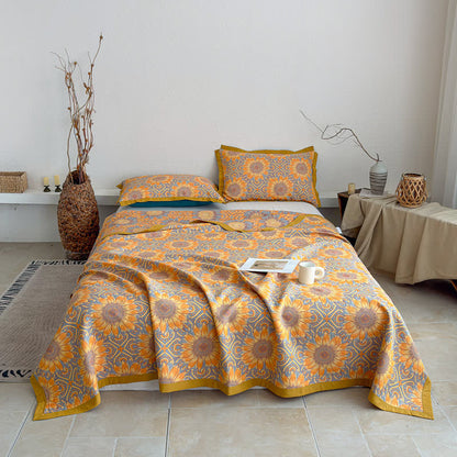Boho Sunflower 3-Layer Muslin Cotton Quilt