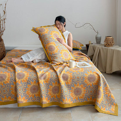 Boho Sunflower 3-Layer Muslin Cotton Quilt