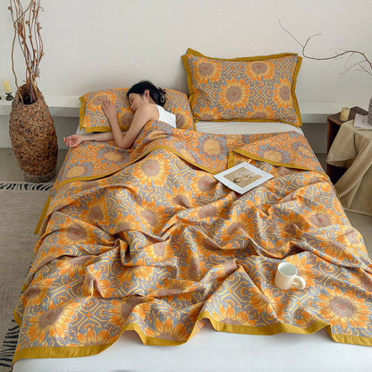 Boho Sunflower 3-Layer Muslin Cotton Quilt