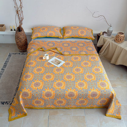 Boho Sunflower 3-Layer Muslin Cotton Quilt