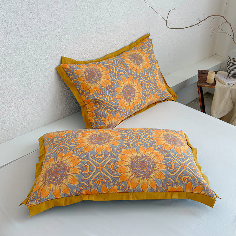 Boho Sunflower 3-Layer Muslin Cotton Quilt