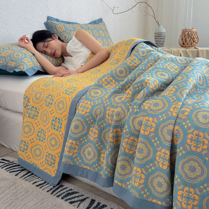 Boho 3-layer Muslin Reversible Bedspread Quilt