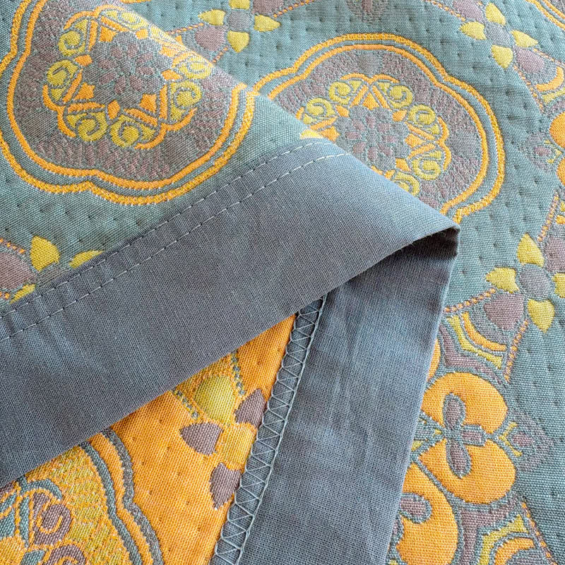 Boho 3-layer Muslin Reversible Bedspread Quilt