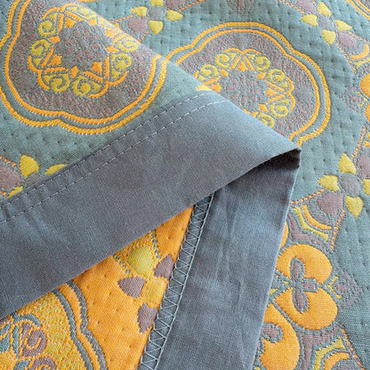 Boho 3-layer Muslin Reversible Bedspread Quilt
