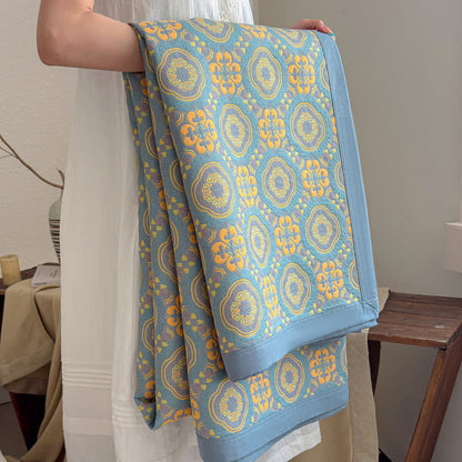 Boho 3-layer Muslin Reversible Bedspread Quilt