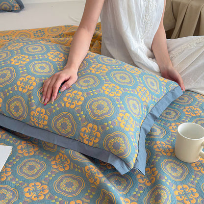 Boho 3-layer Muslin Reversible Bedspread Quilt