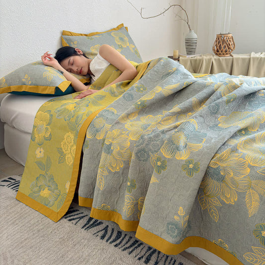 Cottagecore 3-layer Gauze Reversible Bedspread Quilt