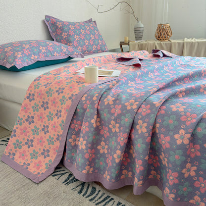 Ditsy Floral 3-layer Gauze Bedspread Quilt