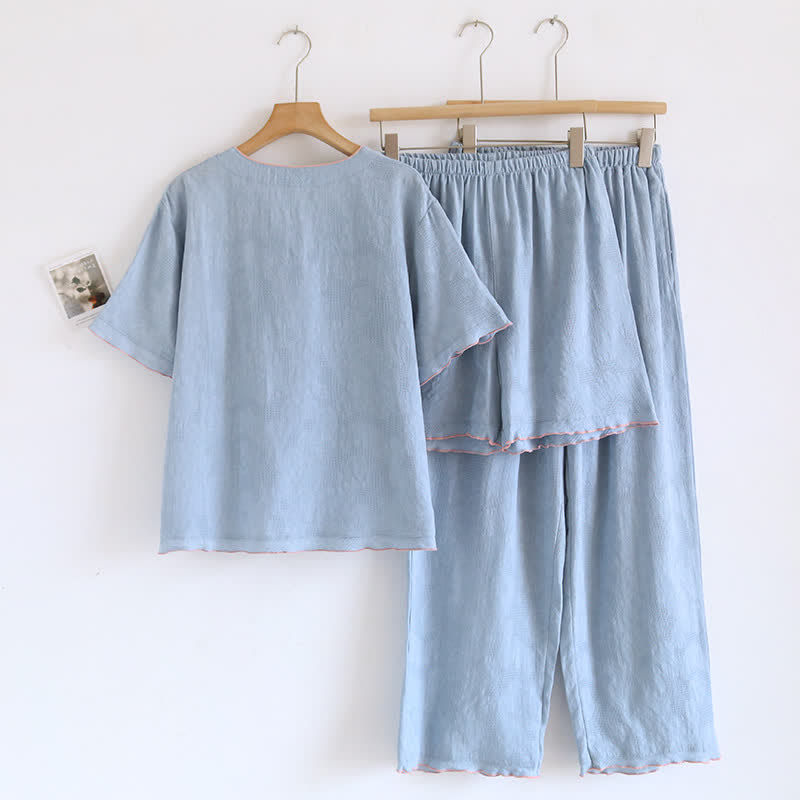 Sky Blue Cotton Pajama Set(PCS)