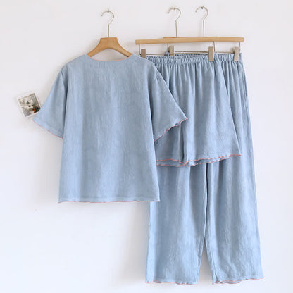 Sky Blue Cotton Pajama Set(PCS)